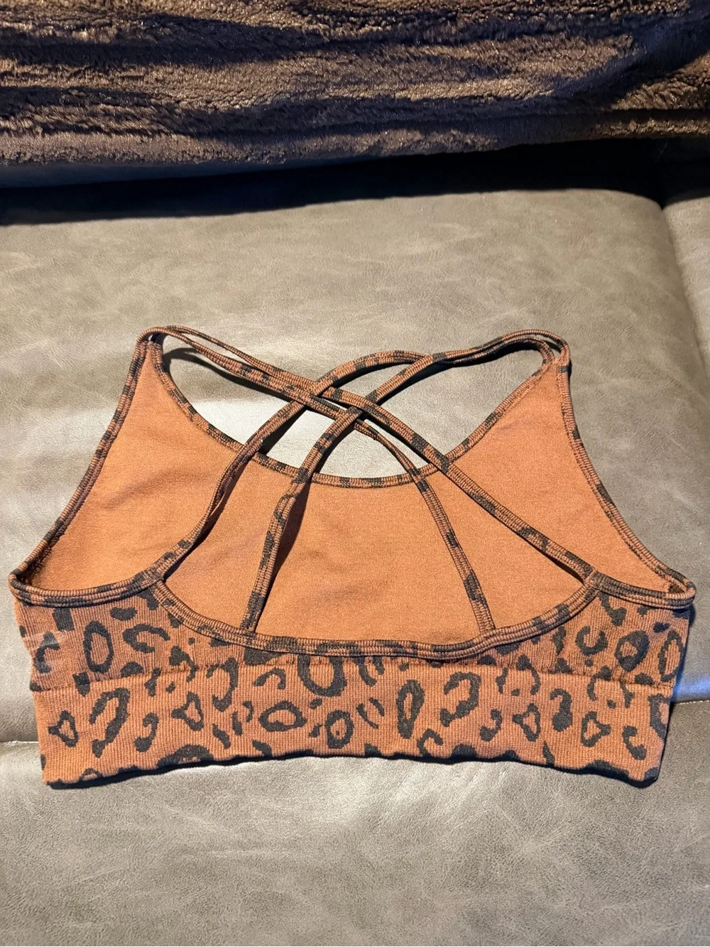 Leopard Print Strappy Sports Bra